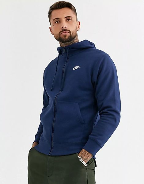 Nike – Club – Kapuzenpullover mit Reißverschluss in Marine-Marineblau günstig online kaufen