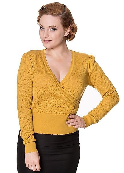 Banned Strickpullover Basic Instinct Gelb Vintage Rockabilly Wickeltop günstig online kaufen