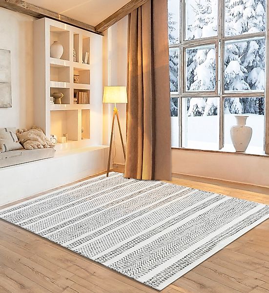 my home Wollteppich »Prenten«, rechteckig, 10 mm Höhe, Handweb Teppich, rei günstig online kaufen