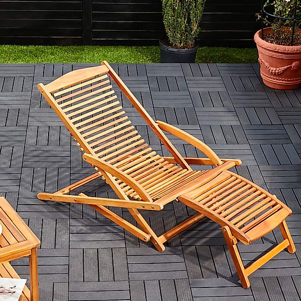 Gartenliege Akazienholz inkl Kopfkissen günstig online kaufen