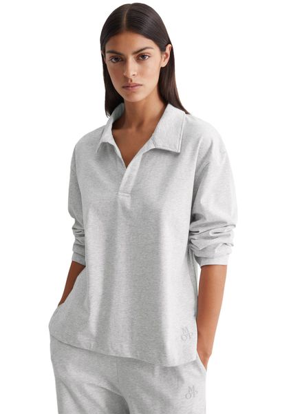 Marc OPolo Langarm-Poloshirt "Heavy Jersey-Woven" V-Ausschnitt, Langarm günstig online kaufen