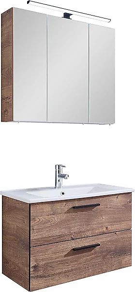 Saphir Badmöbel-Set »Quickset 374 Keramik-Waschtisch mit LED-Spiegelschrank günstig online kaufen