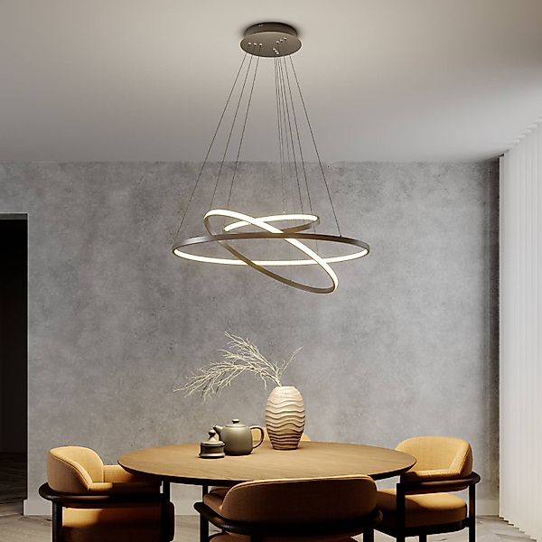 Lucande LED-Pendelleuchte Ezana, nickel, Metall, Ø 80cm günstig online kaufen