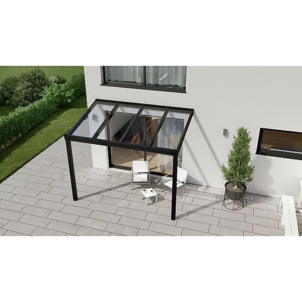 Terrassenüberdachung Professional 300 cm x 250 cm Schwarz Struktur Glas günstig online kaufen