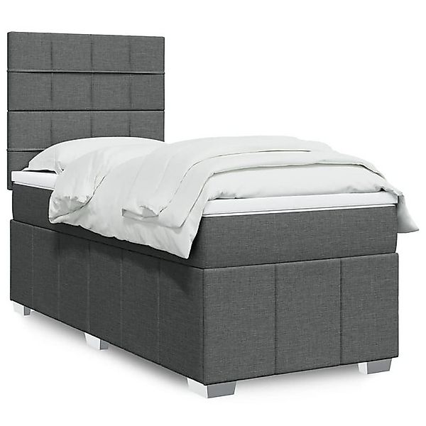 vidaXL Boxspringbett, Boxspringbett mit Matratze Dunkelgrau 90x200 cm Stoff günstig online kaufen