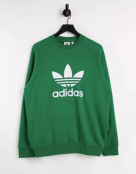 adidas Originals – adicolor – Sweatshirt in Grün mit großem Dreiblattlogo günstig online kaufen