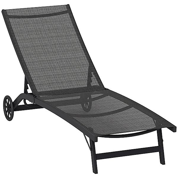 Outsunny Sonnenliege Aluminium Netzstoff Schwarz 66L x 165B x 34H cm günstig online kaufen