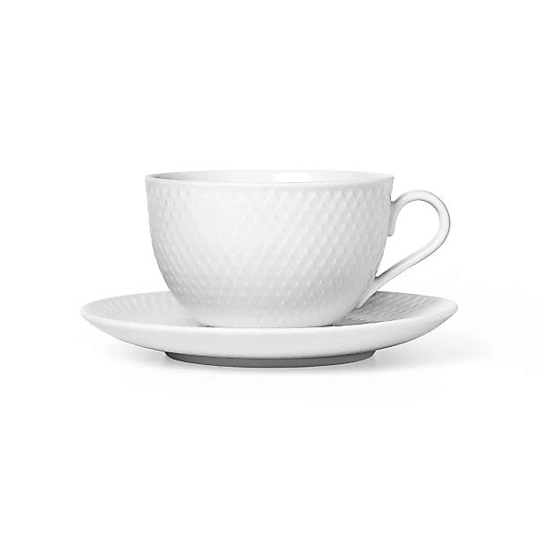 Rhombe Teetasse mit Untersetzer weiß günstig online kaufen