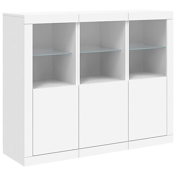 vidaXL Sideboards mit LED-Leuchten 3 Stk Weiß Holzwerkstoff 3209100 günstig online kaufen