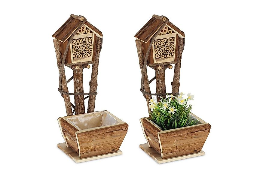 relaxdays Insektenhotel Bienenhotel mit Blumentopf 2er Set günstig online kaufen