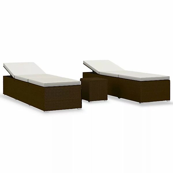 vidaXL Gartenliege 3-tlg. Garten-Sonnenliegen mit Teetisch günstig online kaufen