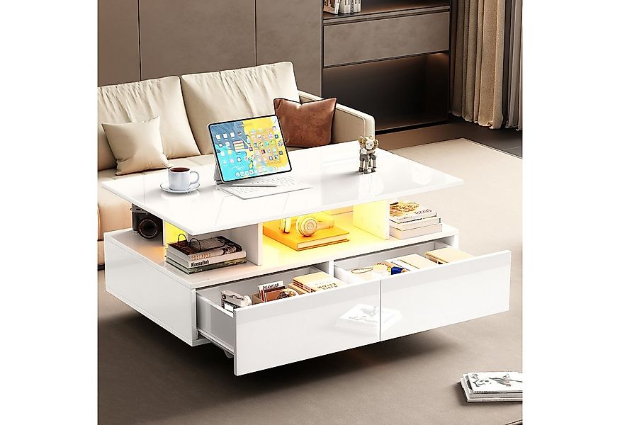 STILVORA Couchtisch Wohnzimmertisch Hochglanz-Beistelltisch Sofatisch mit L günstig online kaufen