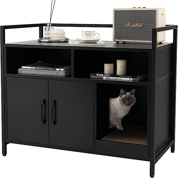 KOMFOTTEU Tierhaus 2 in 1 Katzenschrank Katzentoilette, mit Doppeltüren, Kr günstig online kaufen