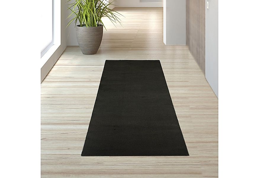 TeppichHome24 Teppich Schwarzer Teppich weich und gemütlich pflegeleicht, r günstig online kaufen