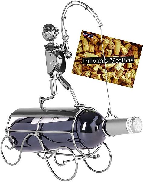 BRUBAKER Weinflaschenhalter Angler mit Fangnetz, (inklusive Grußkarte), Met günstig online kaufen