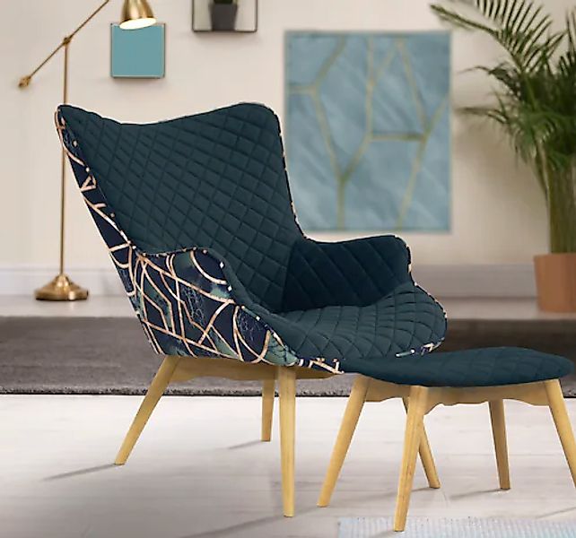 Home affaire Sessel »Duke Print« Karoprägung im Sitzbereich und Dekostoff a günstig online kaufen