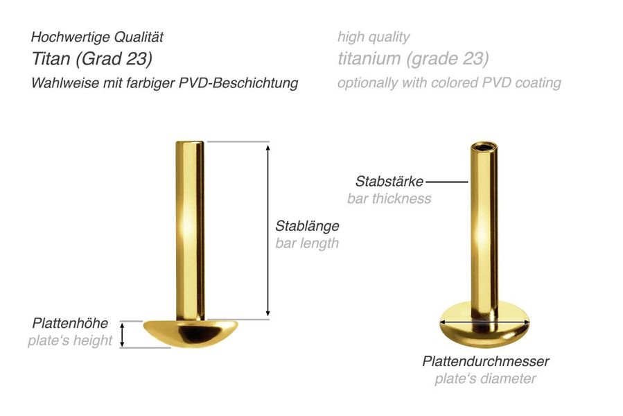 PIERCINGLINE Piercing-Set Titan Labret mit Innengewinde günstig online kaufen