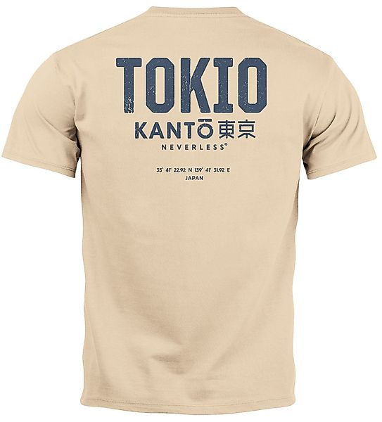 Neverless Print-Shirt Herren T-Shirt Backprint Tokyo günstig online kaufen
