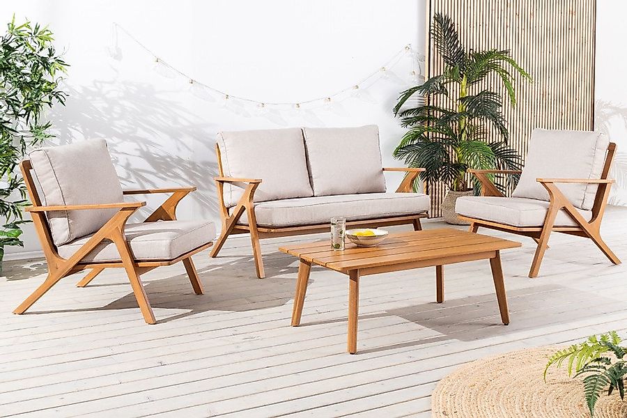 riess-ambiente Loungeset COMFORT LINE natur beige · 4-teiliges Gartenmöbel- günstig online kaufen