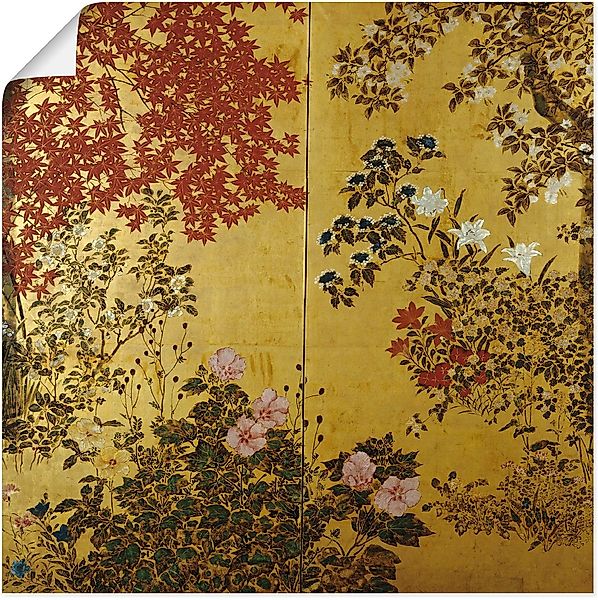 Artland Wandbild "Japanischer Wandschirm 18. Jahrhundert" Pflanzen 1 Stk. t günstig online kaufen