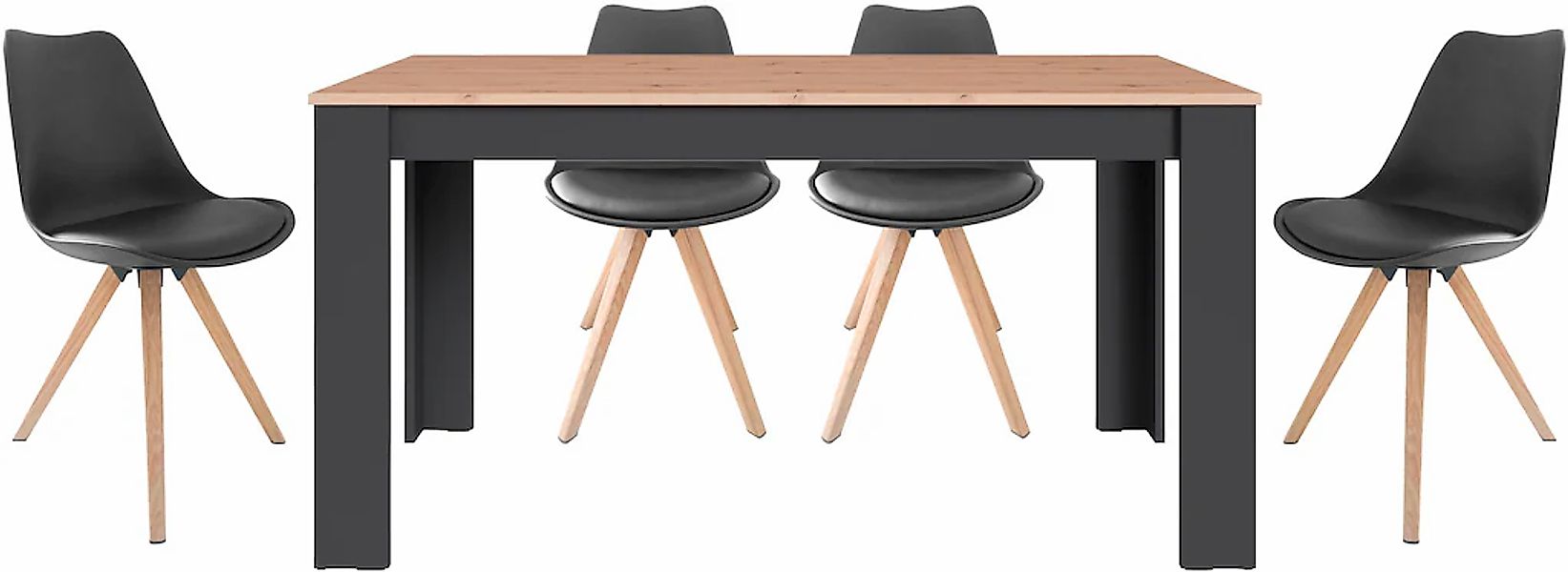 byLIVING Essgruppe "Kira" Set, 5 Stk. tlg. modernes Set mit 4 Stühlen in me günstig online kaufen