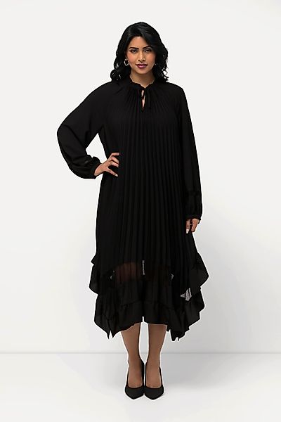 Ulla Popken Midikleid Plissee-Kleid Spitze A-Linie günstig online kaufen