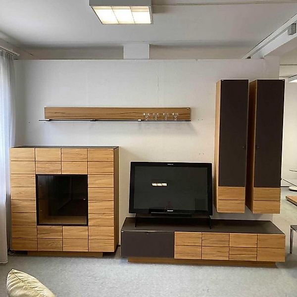 VOGLAUER Anbauschrank Wohnwand V-Montana Kernbuche mit Glasfronten Montegra günstig online kaufen