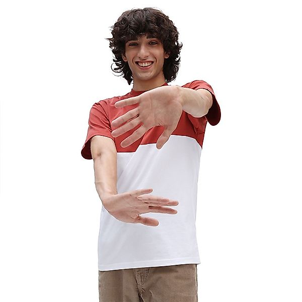 Vans Color Block Kurzarm T-shirt XL White / Chili Oil günstig online kaufen