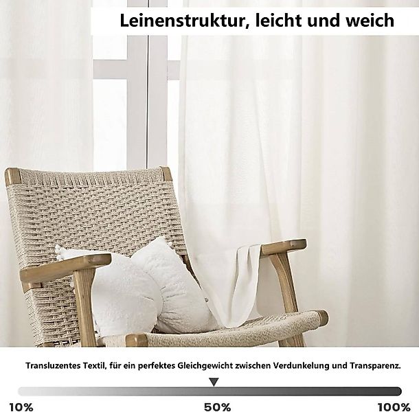 Woltu Gardine (2 St), Kräuselband, halbtransparent, günstig online kaufen