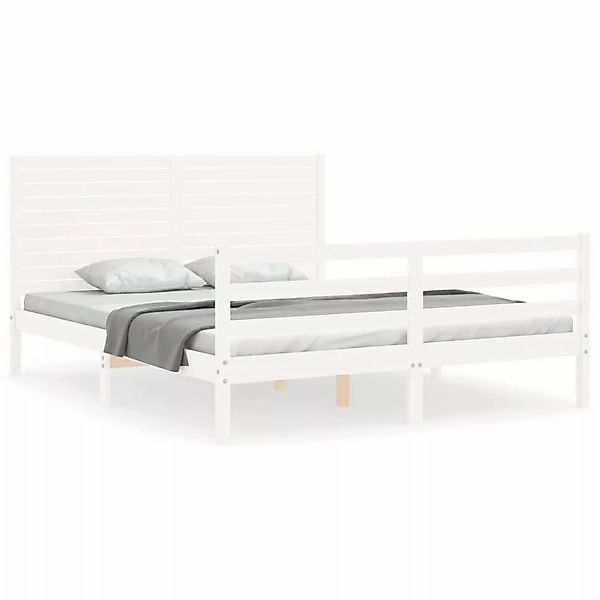 vidaXL Massivholzbett mit Kopfteil Weiß 160x200 cm1809297 günstig online kaufen