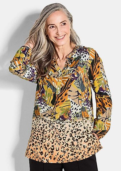 GOLDNER Schlupfbluse Elegante Printbluse, Langarm Figurbetonte Bluse mit Vi günstig online kaufen