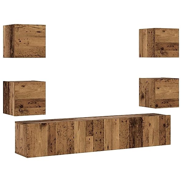 vidaXL TV-Wandschränke 6 Stk Altholz-Optik Holzwerkstoff 3328967 günstig online kaufen