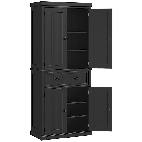 HOMCOM Schwarzer moderner Küchenschrank Buffet mit Türen, verstellbaren Reg günstig online kaufen