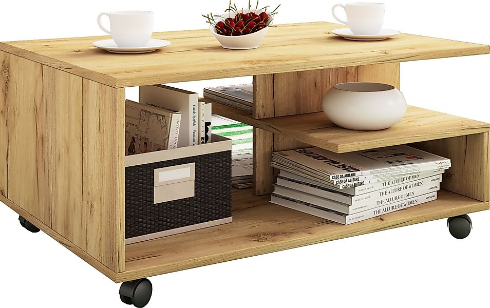 VCM Couchtisch Holz Sofatisch Couchtisch Rollen günstig online kaufen