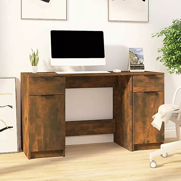 vidaXL Schreibtisch Schreibtisch mit Beistellschrank Räuchereiche günstig online kaufen