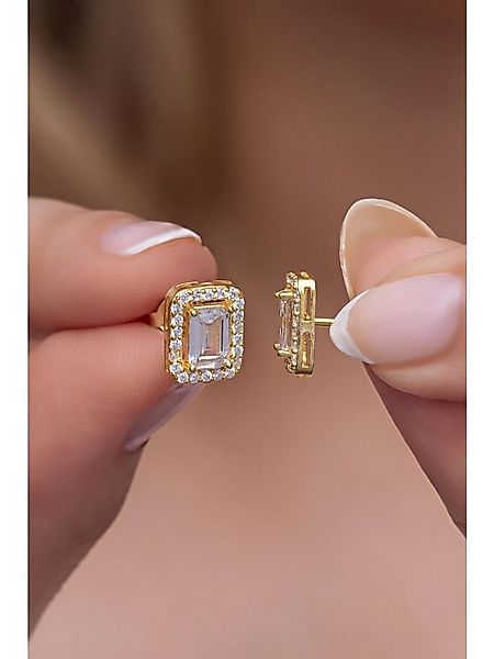 Nisan Ohrring-Set, Silber Ohrstecker – Goldplattiertes mit rechteckigem Bag günstig online kaufen