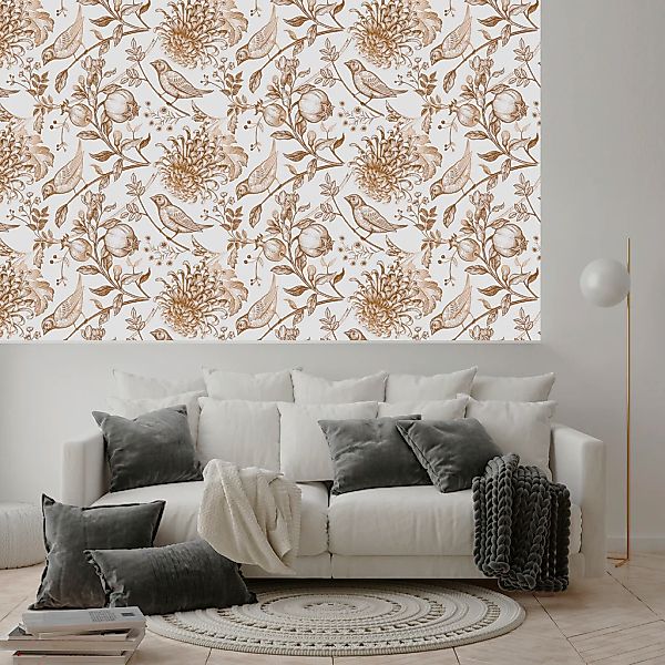queence Vinyltapete »Jella«, bedruckt-Motiv-botanisch-floral-gemustert-natü günstig online kaufen