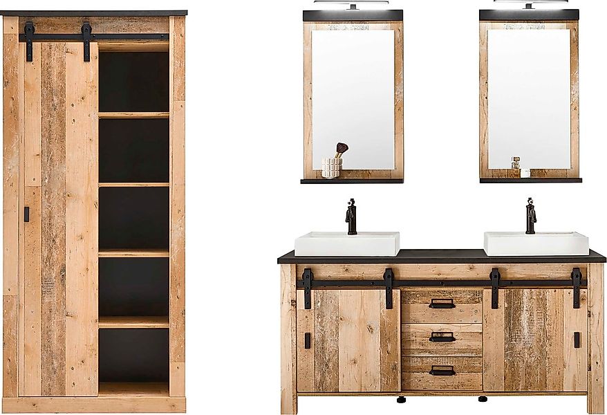 Home affaire Badmöbel-Set "SHERWOOD, Bad im modernen Design, 4-teiliges Bad günstig online kaufen