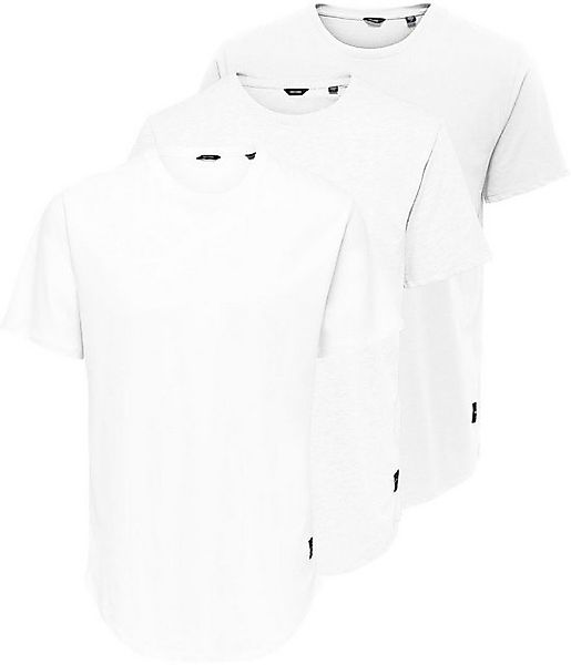 ONLY & SONS Rundhalsshirt ONSMATT LONGY SS TEE 3-PACK (Packung, 3-tlg) günstig online kaufen