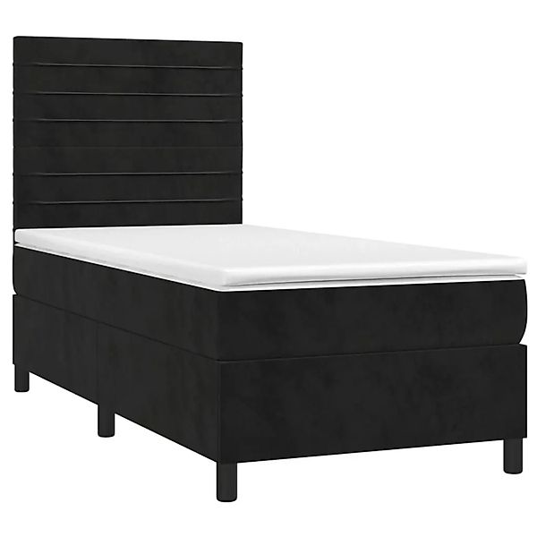 vidaXL Boxspringbett mit Matratze & LED Schwarz 90x190 cm Samt 3136157 günstig online kaufen