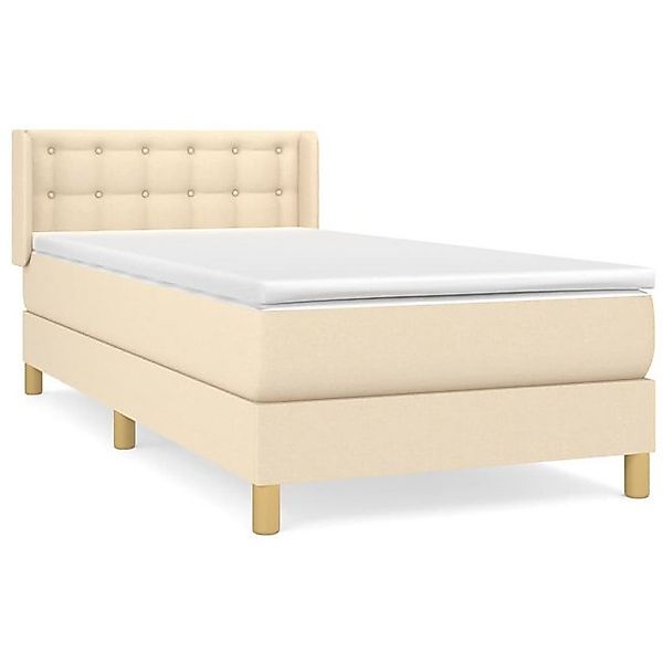 vidaXL Boxspringbett, Boxbett mit Matratze Creme 90x200 cm Stoff günstig online kaufen