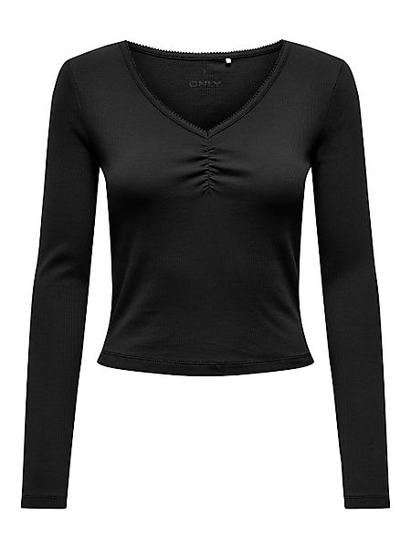 ONLY Langarmshirt "ONLBETTY LIFE L/S SCALLOP V-NECK CC JRS" mit Raffung am günstig online kaufen