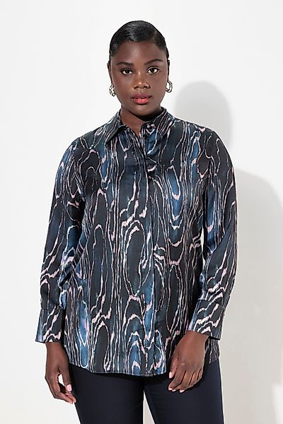 Ulla Popken Hemdbluse Seidenbluse gerundeter Saum günstig online kaufen