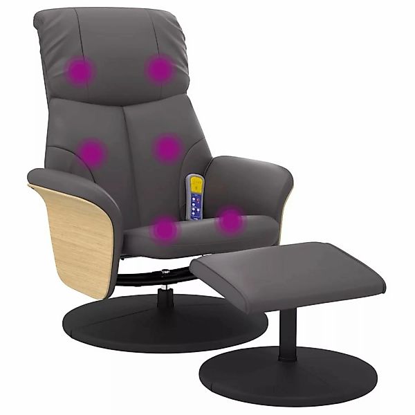 vidaXL Massagesessel mit Fußhocker Grau Kunstleder Modell 7 günstig online kaufen