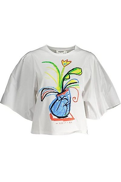 Desigual T-Shirt Damen Weißes Kurzarm T-Shirt mit Print, Stickerei günstig online kaufen