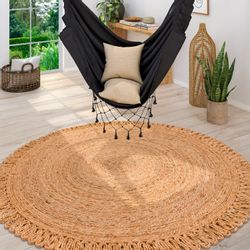 Paco Home Teppich "Viborg 596" rund 13 mm Höhe handgefertigter Natur-Teppic günstig online kaufen