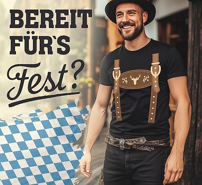 MoonWorks Print-Shirt Herren T-Shirt Lederhose Ersatz günstig online kaufen