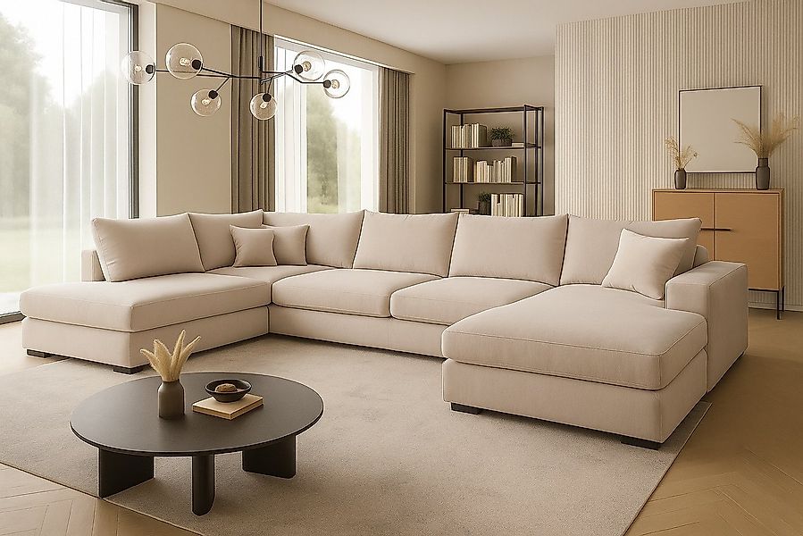 A&J MöbelLand GmbH Ecksofa FABIO 328x182 cm mit Schlaffunktion, Bonellfeder günstig online kaufen