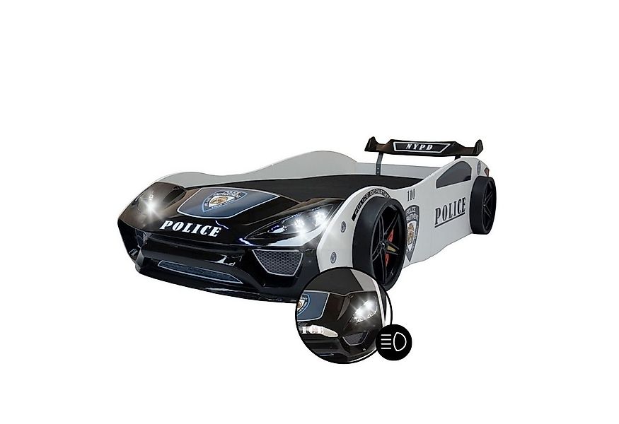 Coemo Autobett V2 POLICE (Komplett-Set Bett und Lattenrost), Kinderbett 90x günstig online kaufen