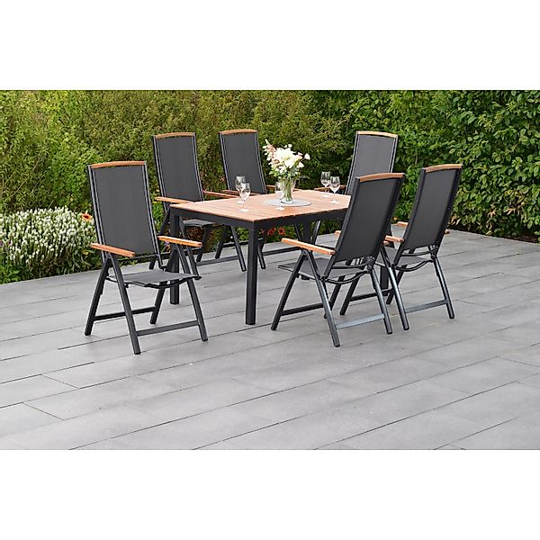 Merxx Gartenmöbelset Siena 7tlg. inkl. Klappsessel u. Tisch 150 x 90 cm günstig online kaufen